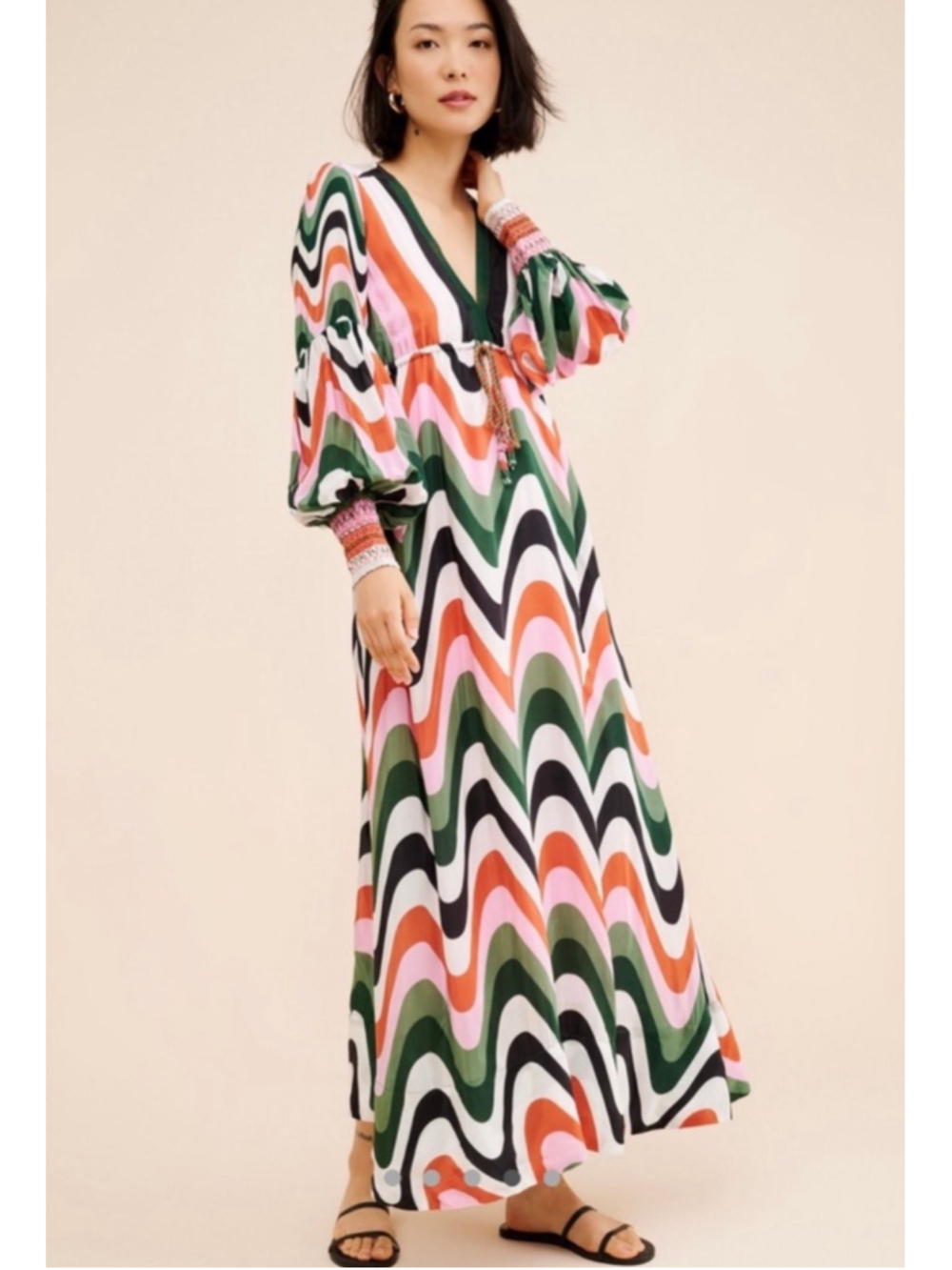 Farm Rio Wave Gradient Maxi Dress Women's Size S (17” PTP) BOHO NWT